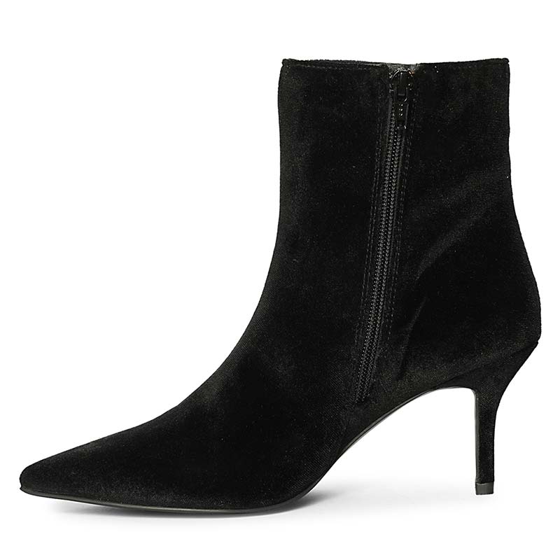 Saint Amoura Triangular Crystal Black Velvet Ankle Boots - Image 3