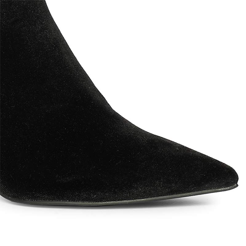 Saint Amoura Triangular Crystal Black Velvet Ankle Boots - Image 7
