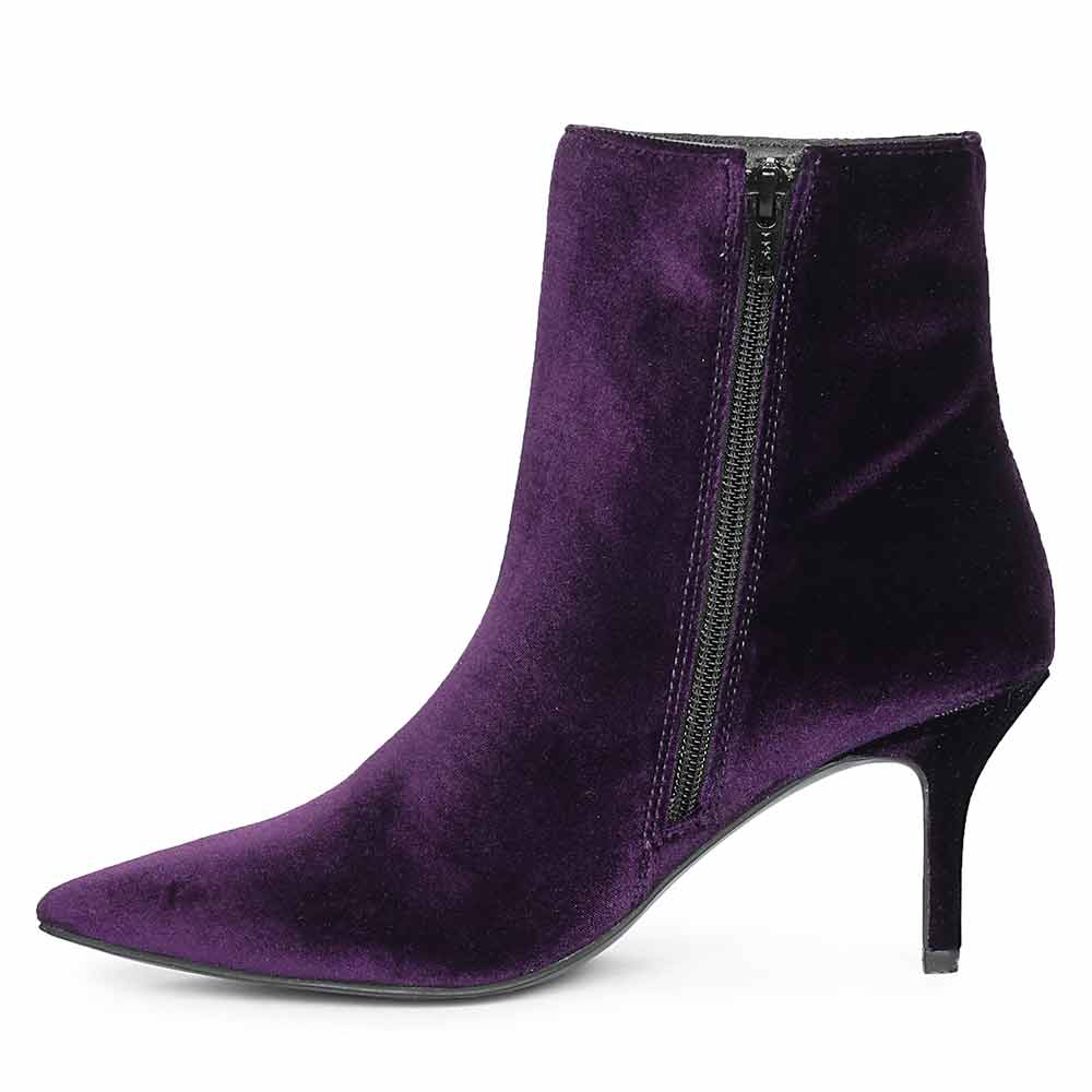 Saint Amoura Triangular Crystal Purple Velvet Ankle Boots - Image 3