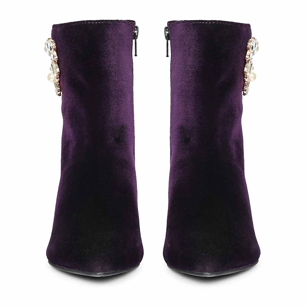 Saint Amoura Triangular Crystal Purple Velvet Ankle Boots - Image 4