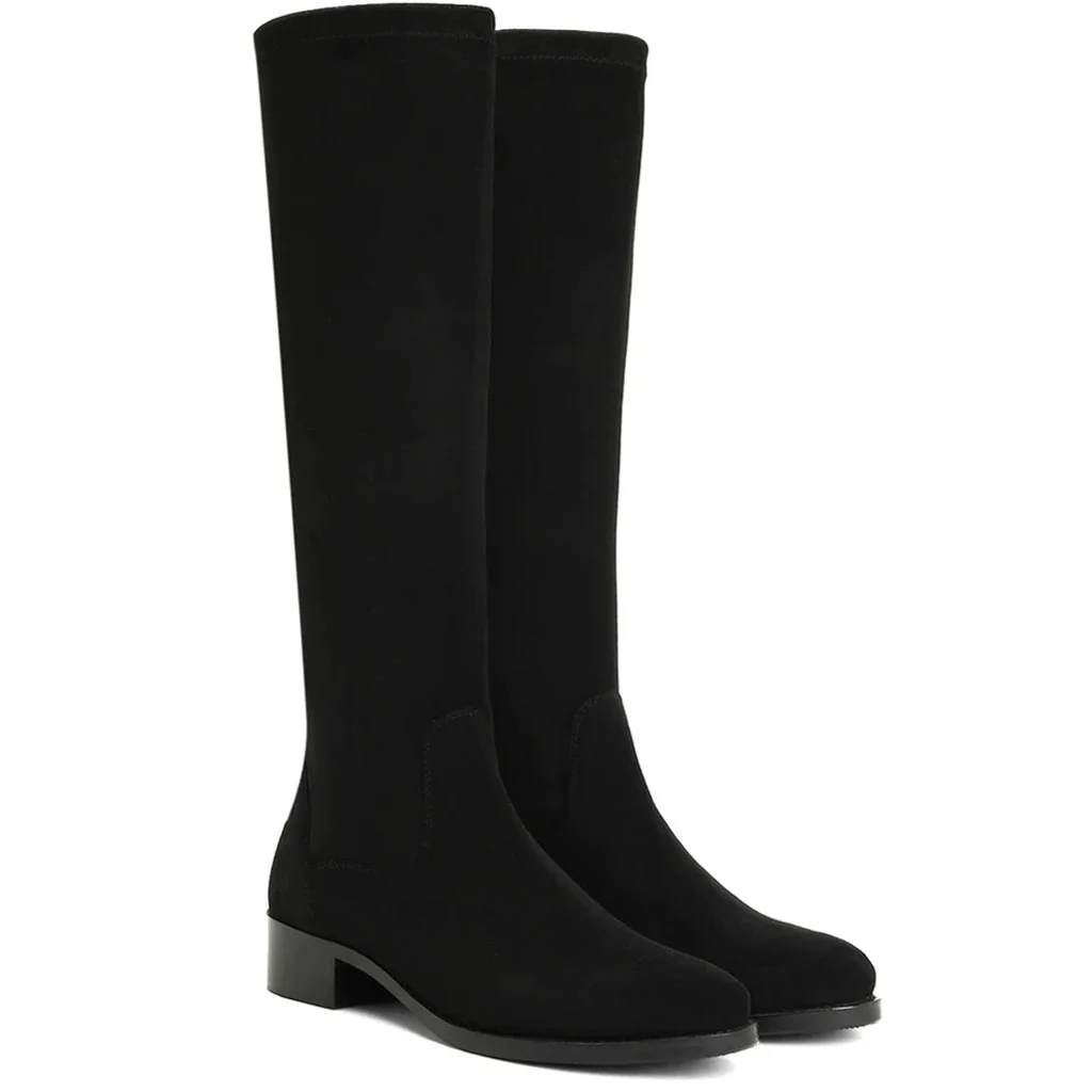 Saint Amy Black Stretch suede Knee High Boots - Image 3