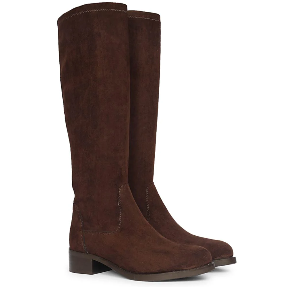 Saint Amy Brown Stretch suede Knee High Boots - Image 3