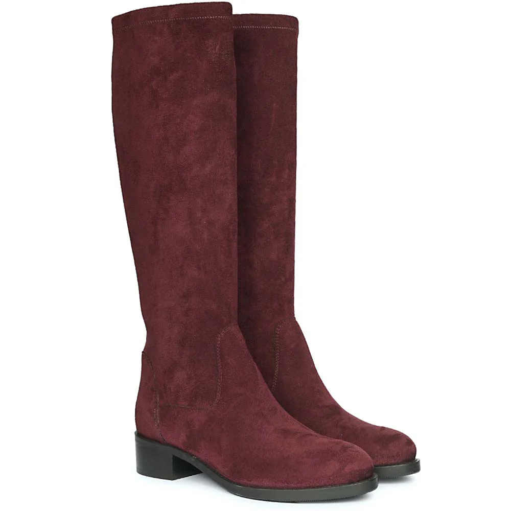 Saint Amy Burgundy Stretch suede Knee High Boots - Image 3