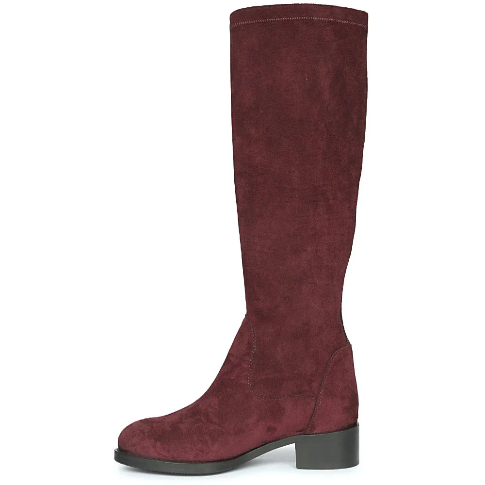 Saint Amy Burgundy Stretch suede Knee High Boots - Image 4