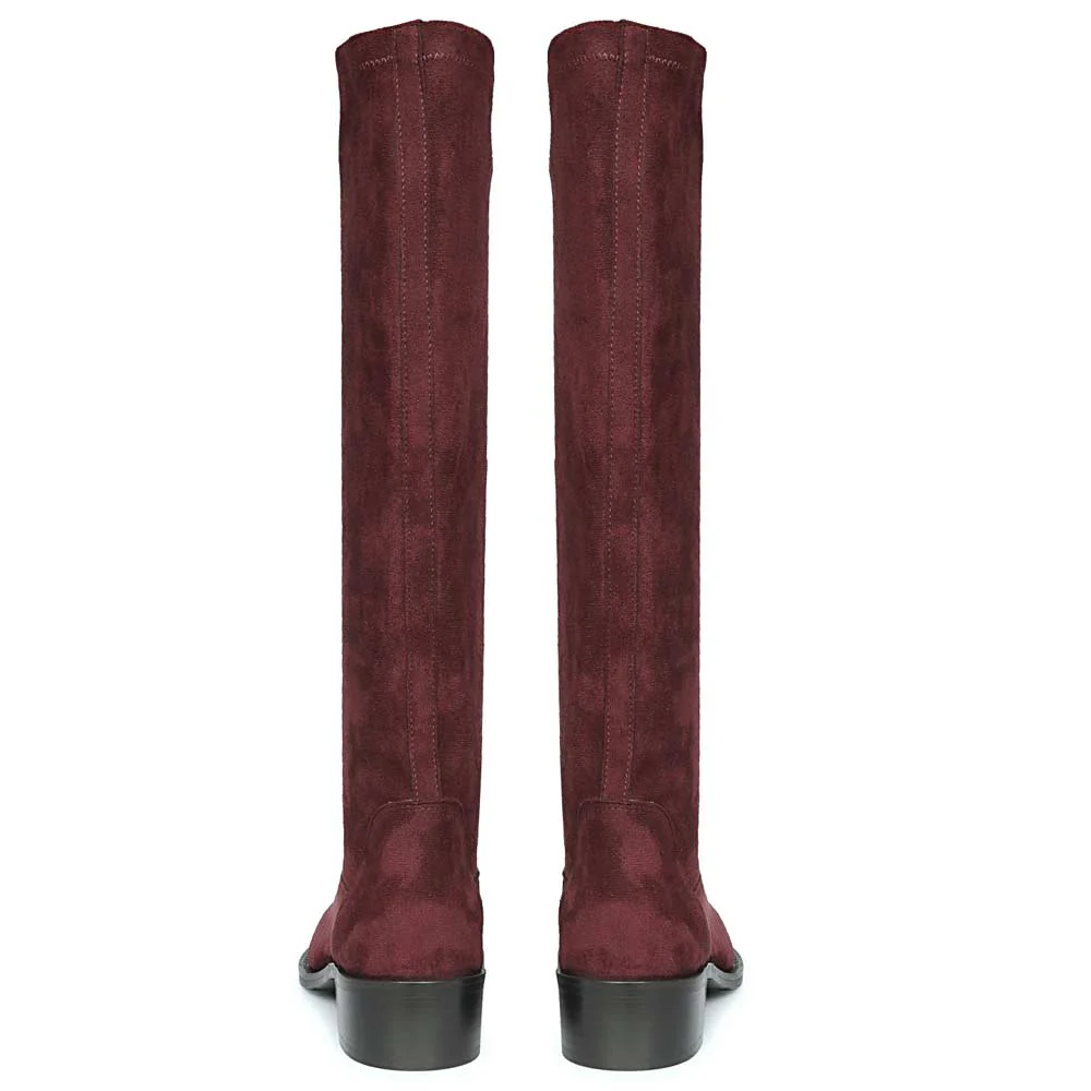 Saint Amy Burgundy Stretch suede Knee High Boots - Image 5