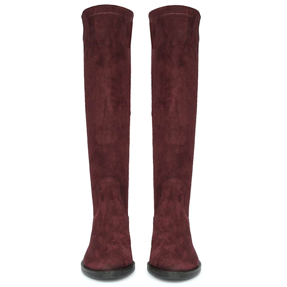 Saint Amy Burgundy Stretch suede Knee High Boots - Image 6