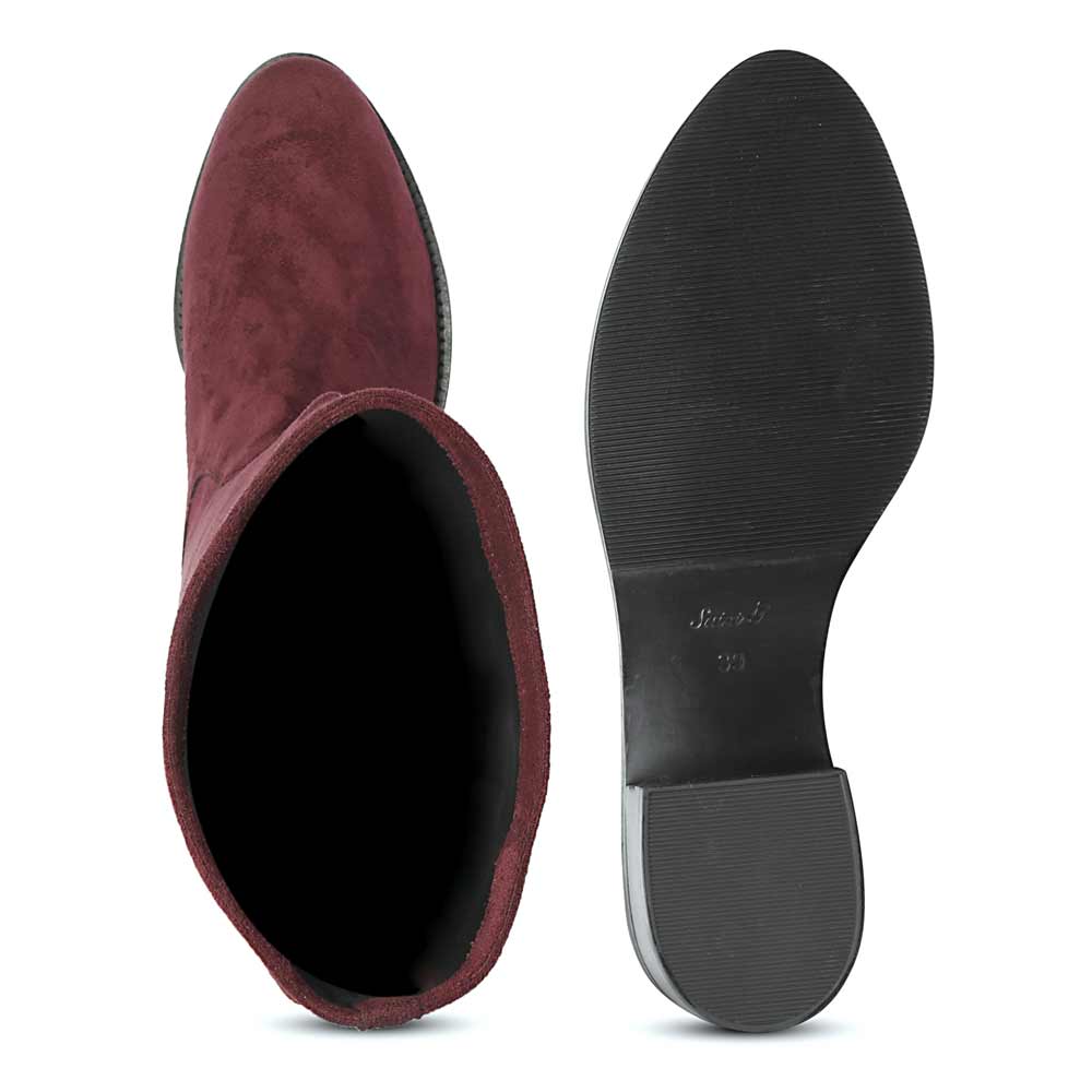 Saint Amy Burgundy Stretch suede Knee High Boots - Image 7