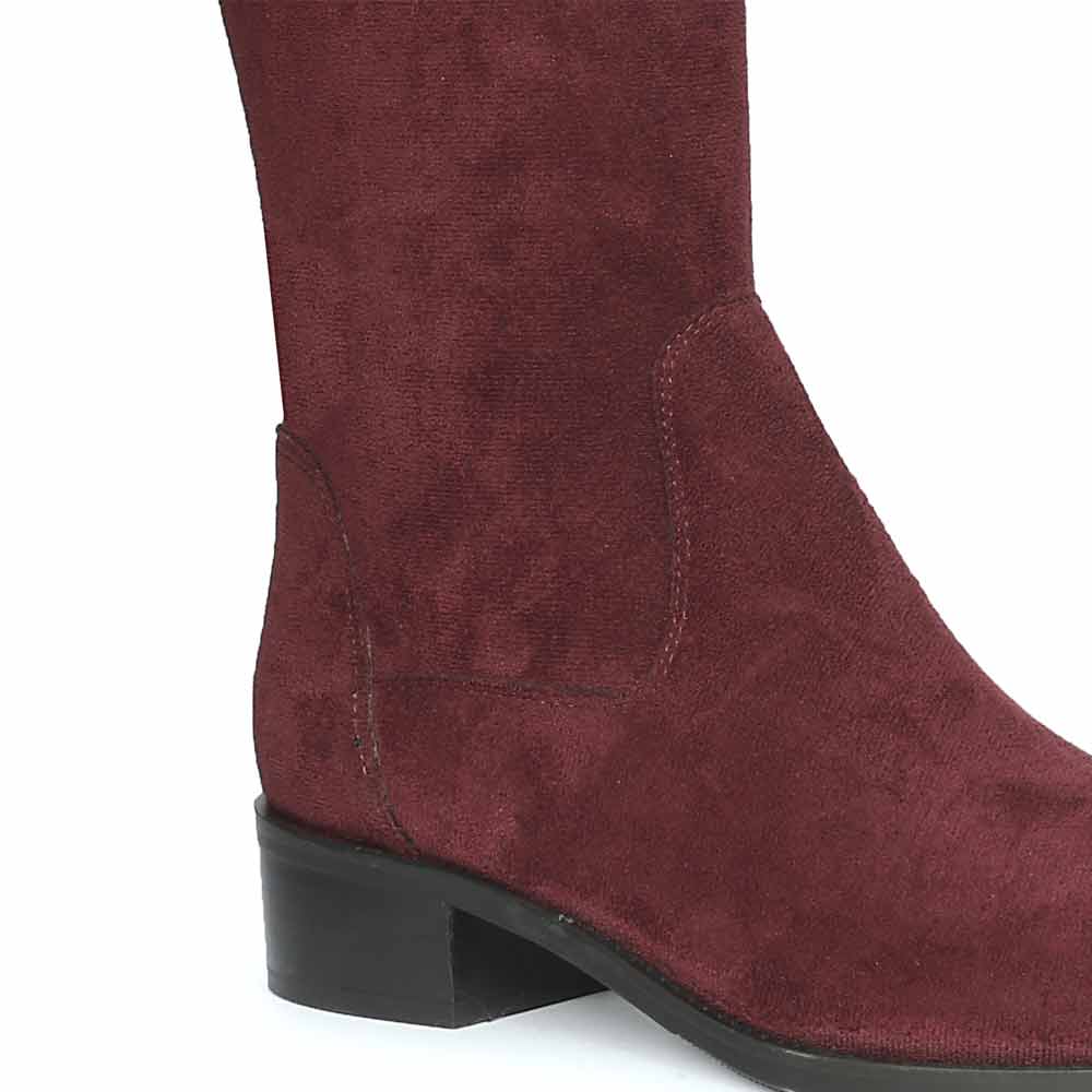 Saint Amy Burgundy Stretch suede Knee High Boots - Image 8