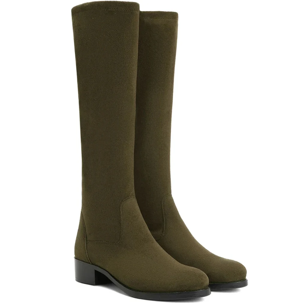 Saint Amy Olive Stretch suede Knee High Boots - Image 3