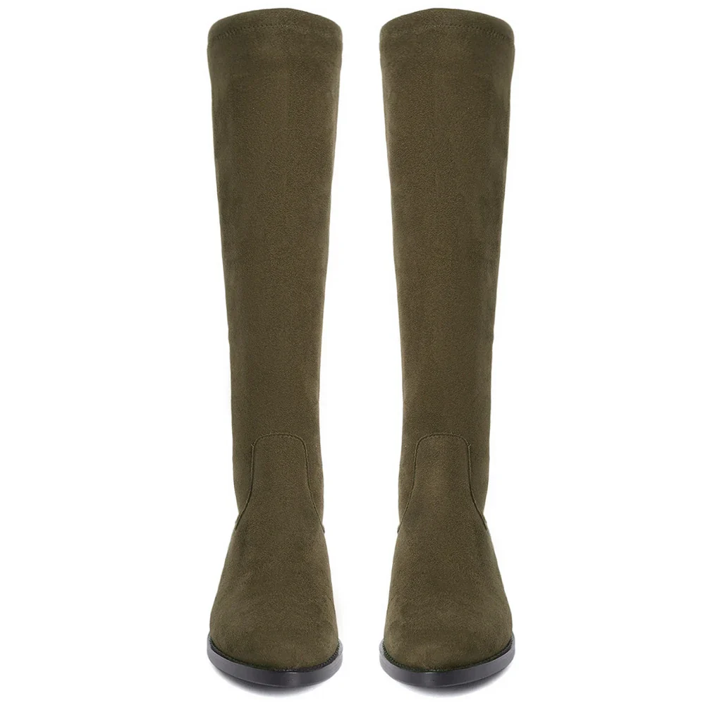 Saint Amy Olive Stretch suede Knee High Boots - Image 5