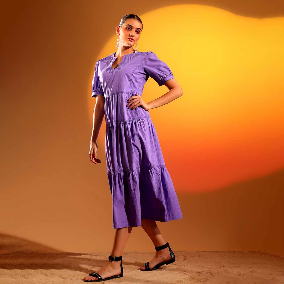 Saint Solid Iris Womens Cotton Midi Dress - Image 2