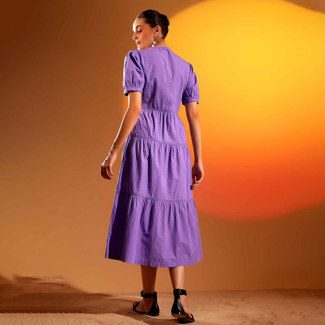 Saint Solid Iris Womens Cotton Midi Dress - Image 3