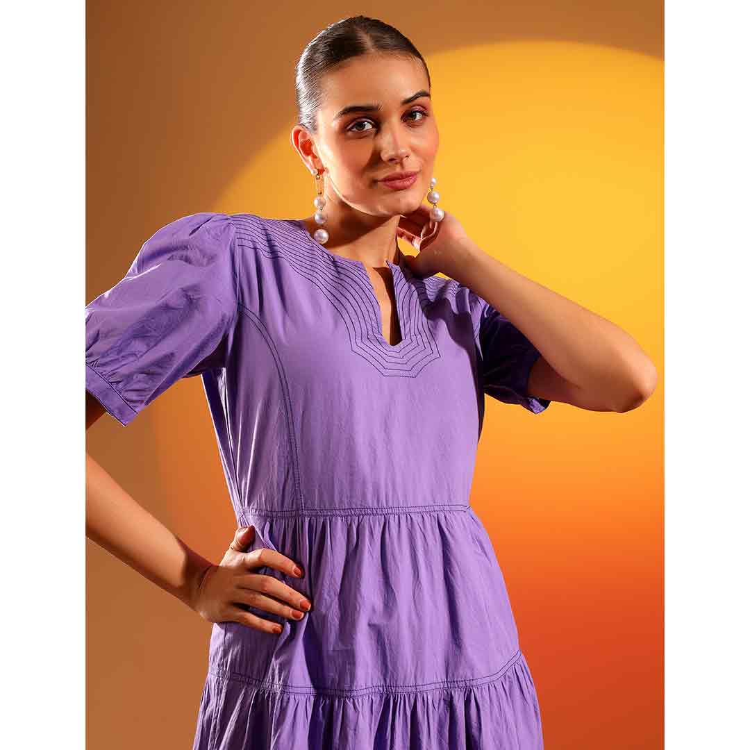 Saint Solid Iris Womens Cotton Midi Dress - Image 4