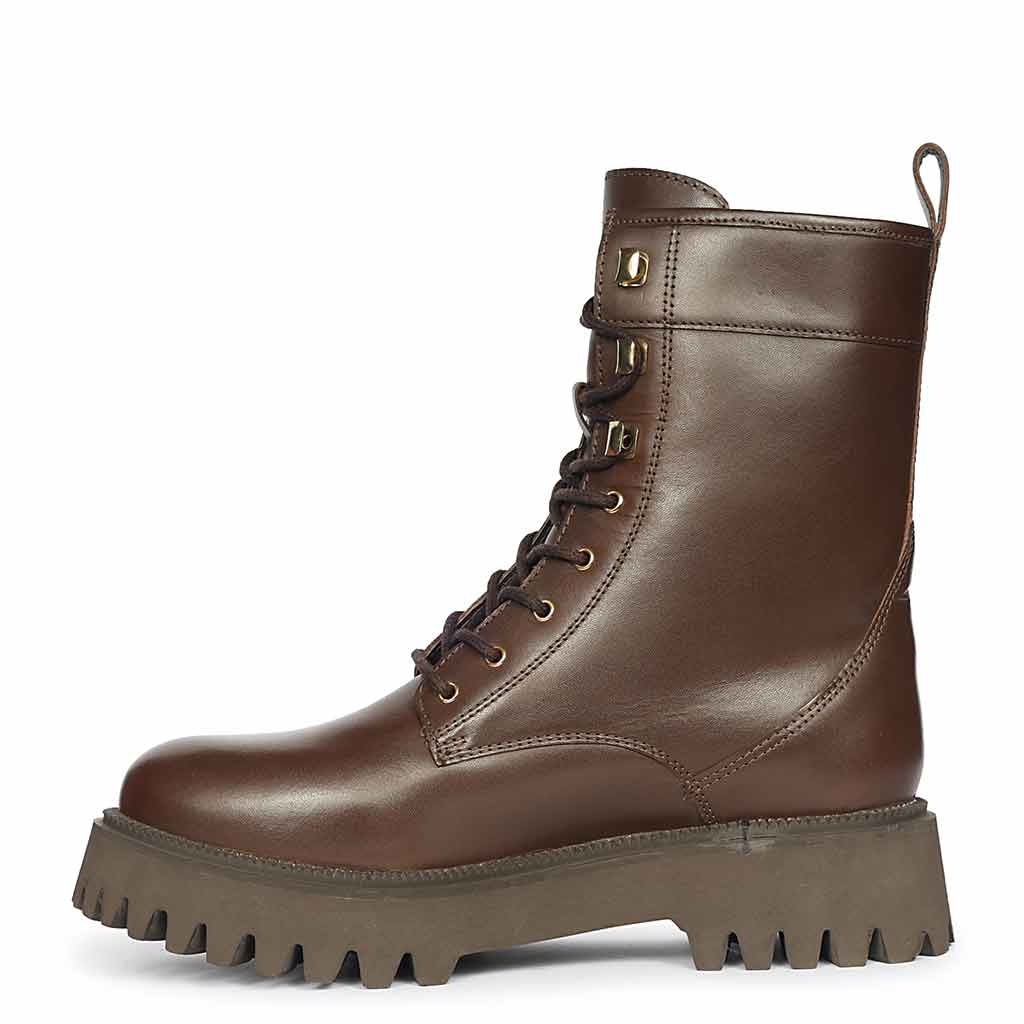 Saint Anastasia Brown Leather Lace Up High Ankle Boots - Image 4