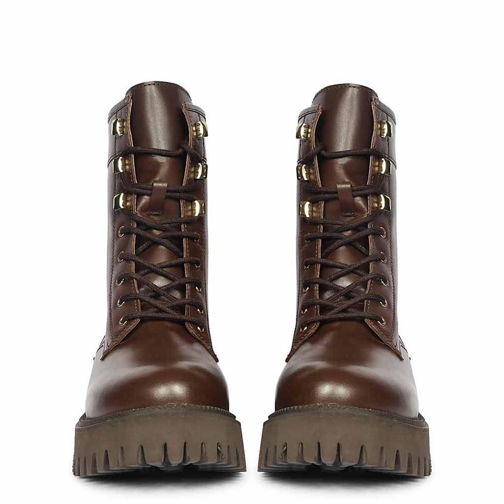 Saint Anastasia Brown Leather Lace Up High Ankle Boots - Image 6