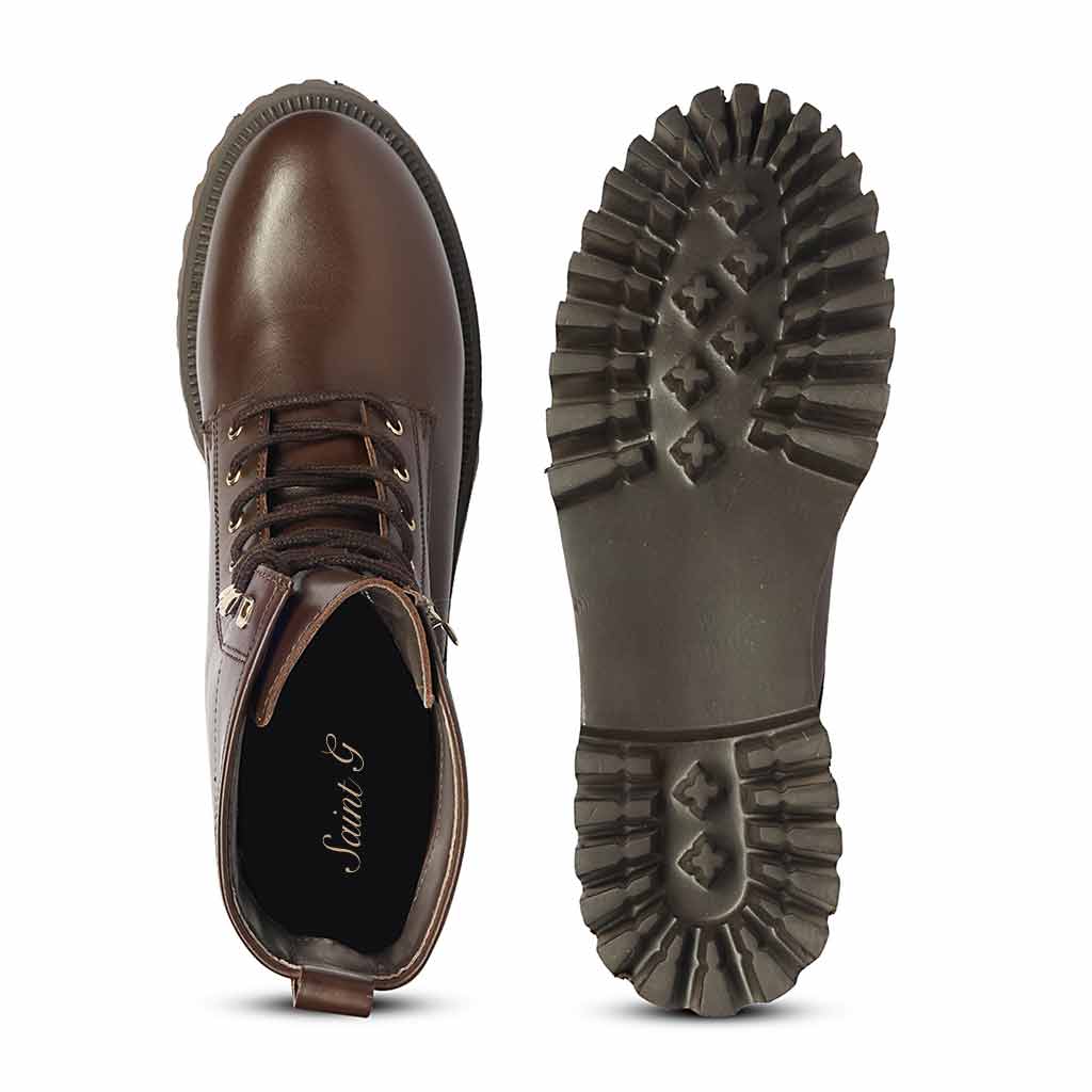 Saint Anastasia Brown Leather Lace Up High Ankle Boots - Image 7