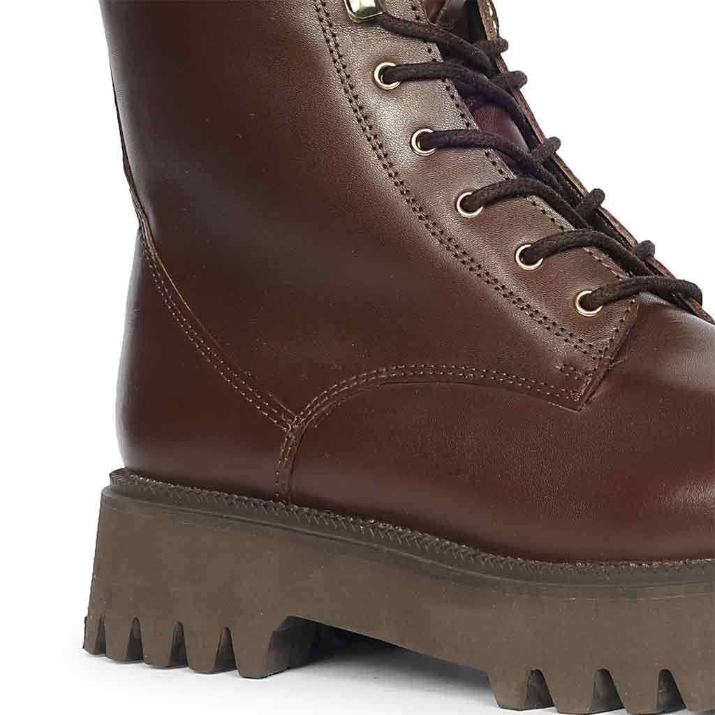 Saint Anastasia Brown Leather Lace Up High Ankle Boots - Image 8