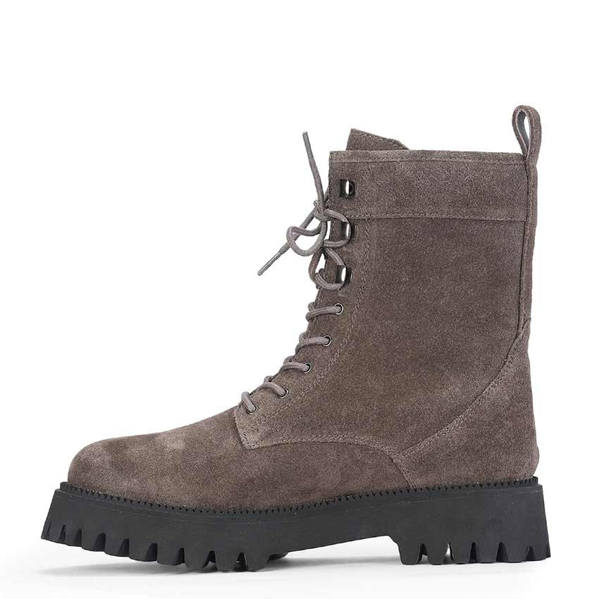 Saint Anastasia Grey Suede Leather Lace Up High Ankle Boots - Image 3
