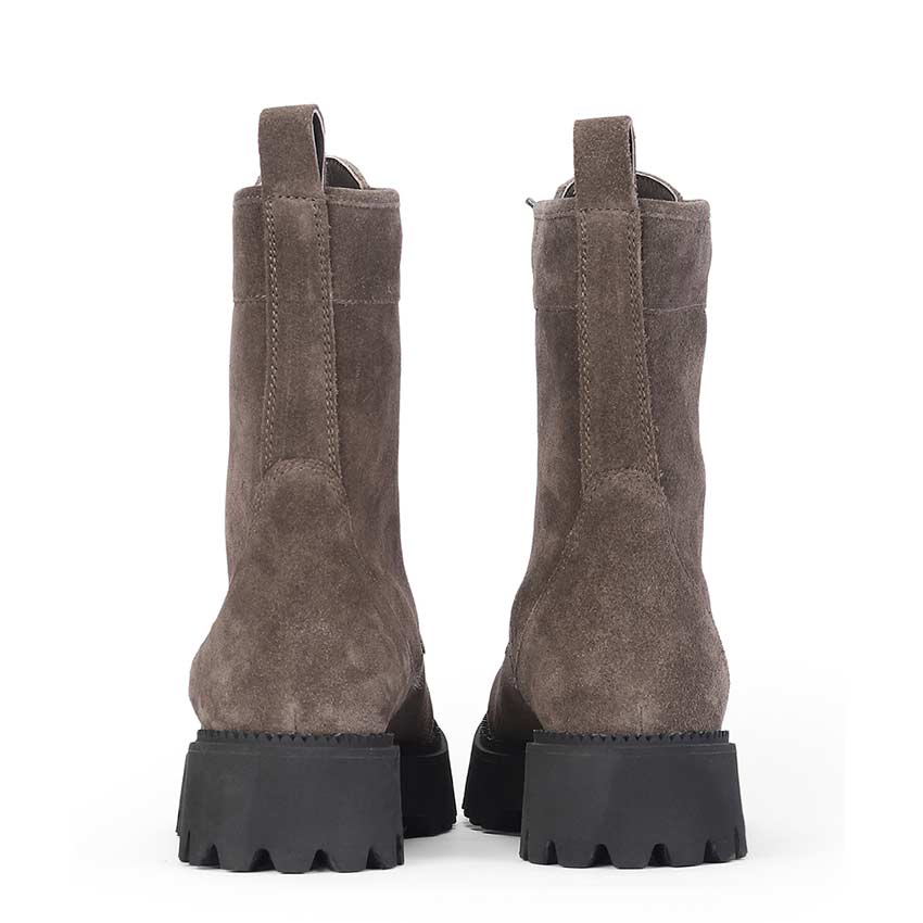 Saint Anastasia Grey Suede Leather Lace Up High Ankle Boots - Image 5