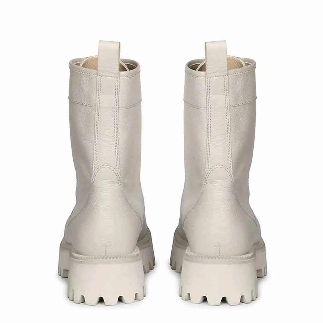 Saint Anastasia Ivory Leather Lace Up High Ankle Boots - Image 5