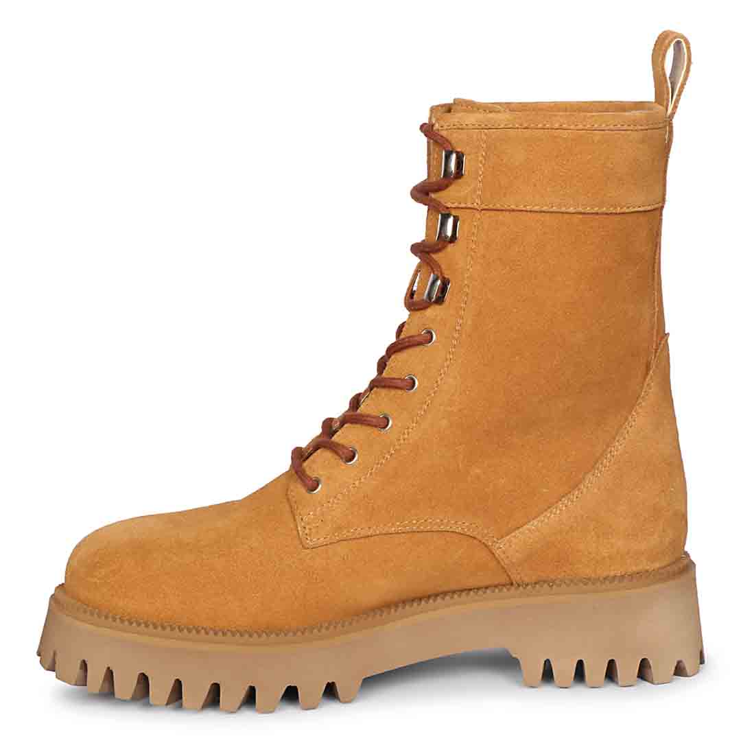 Saint Anastasia Tan Leather Lace Up High Ankle Boots - Image 3
