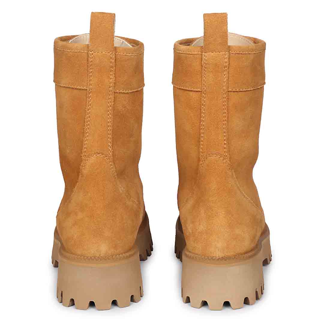 Saint Anastasia Tan Leather Lace Up High Ankle Boots - Image 5