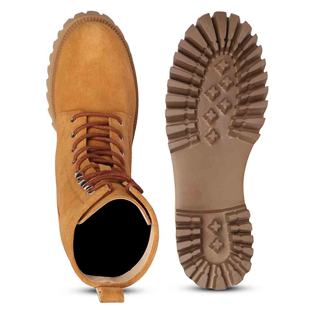 Saint Anastasia Tan Leather Lace Up High Ankle Boots - Image 6