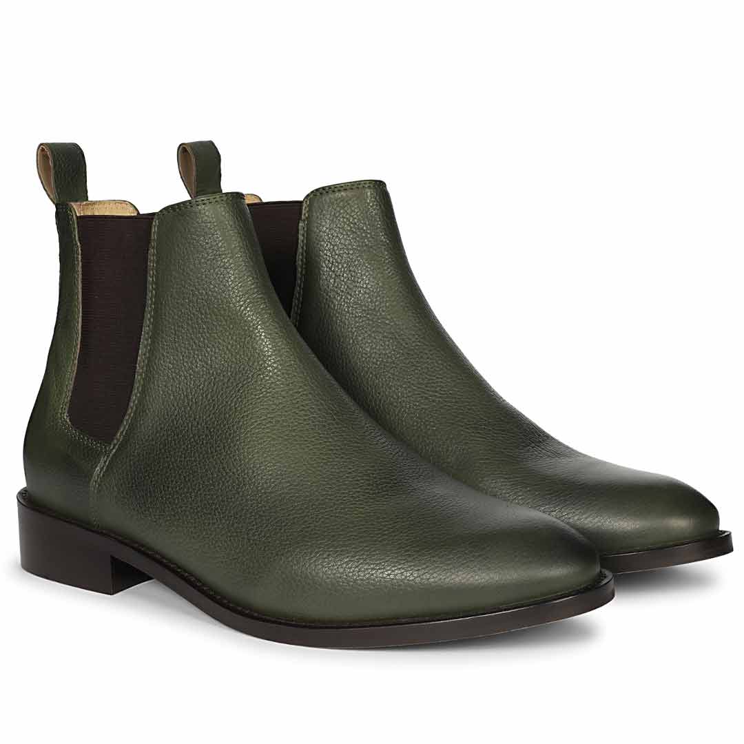 Saint Andrés Green Leather Chelsea Boots - Image 2