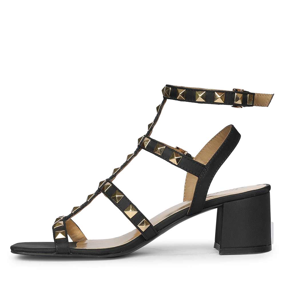 Saint Angela Gold Metal Double Buckle Block Heels - Image 3