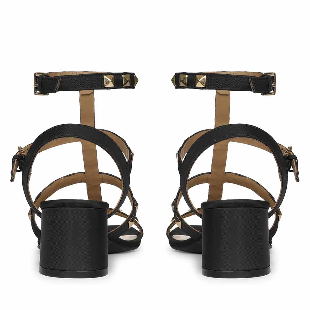 Saint Angela Gold Metal Double Buckle Block Heels - Image 4