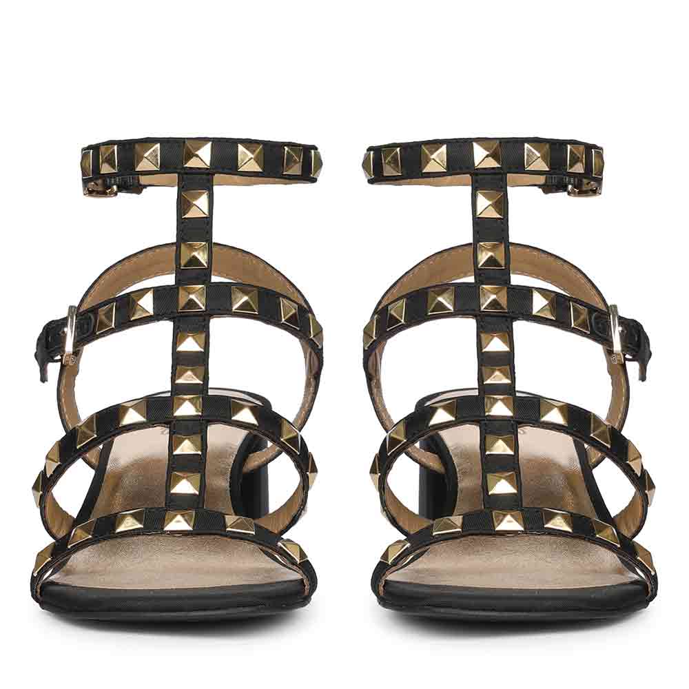 Saint Angela Gold Metal Double Buckle Block Heels - Image 5