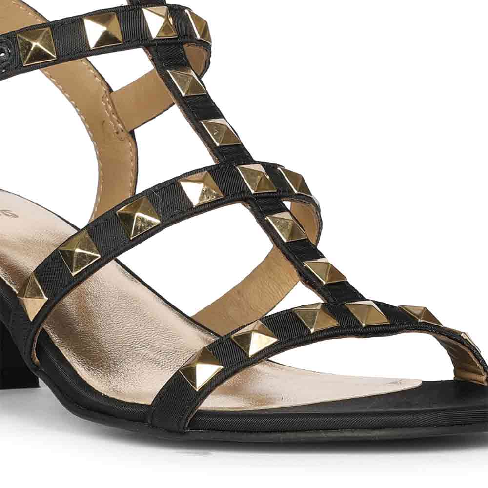 Saint Angela Gold Metal Double Buckle Block Heels - Image 7