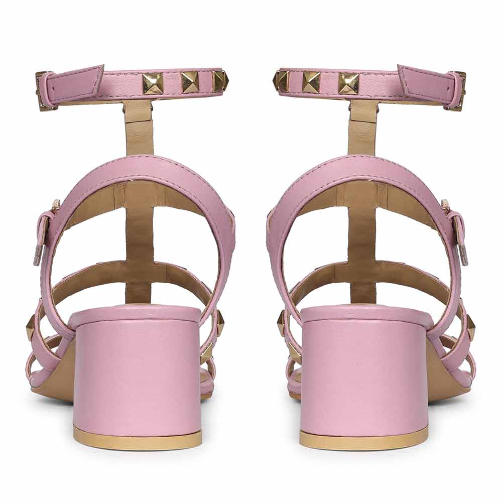 Saint Angela Lilac Leather Metal Studded Block Heels - Image 5