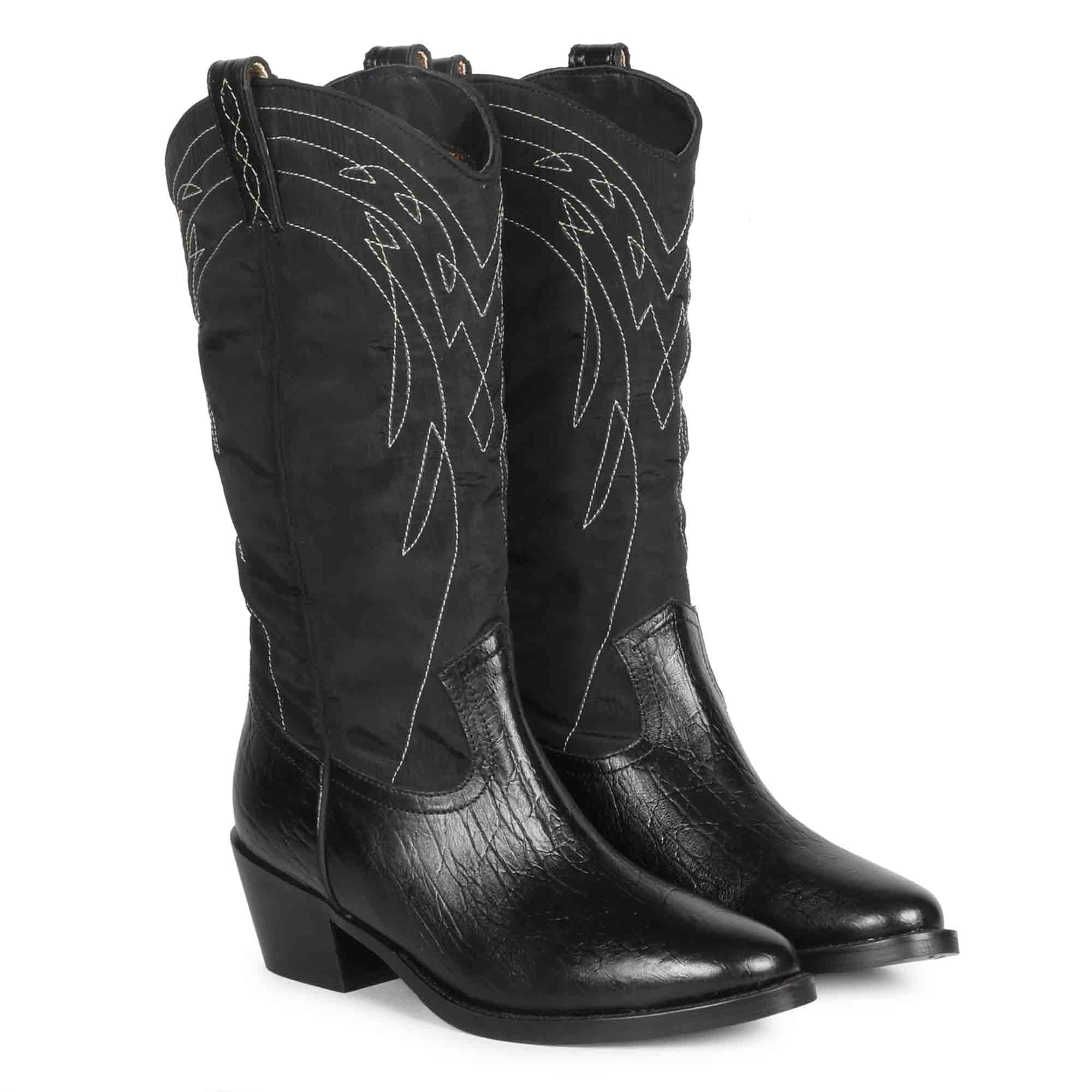 Saint Annette Stitched Leather Handcrafted Cowboy Boots - Image 3