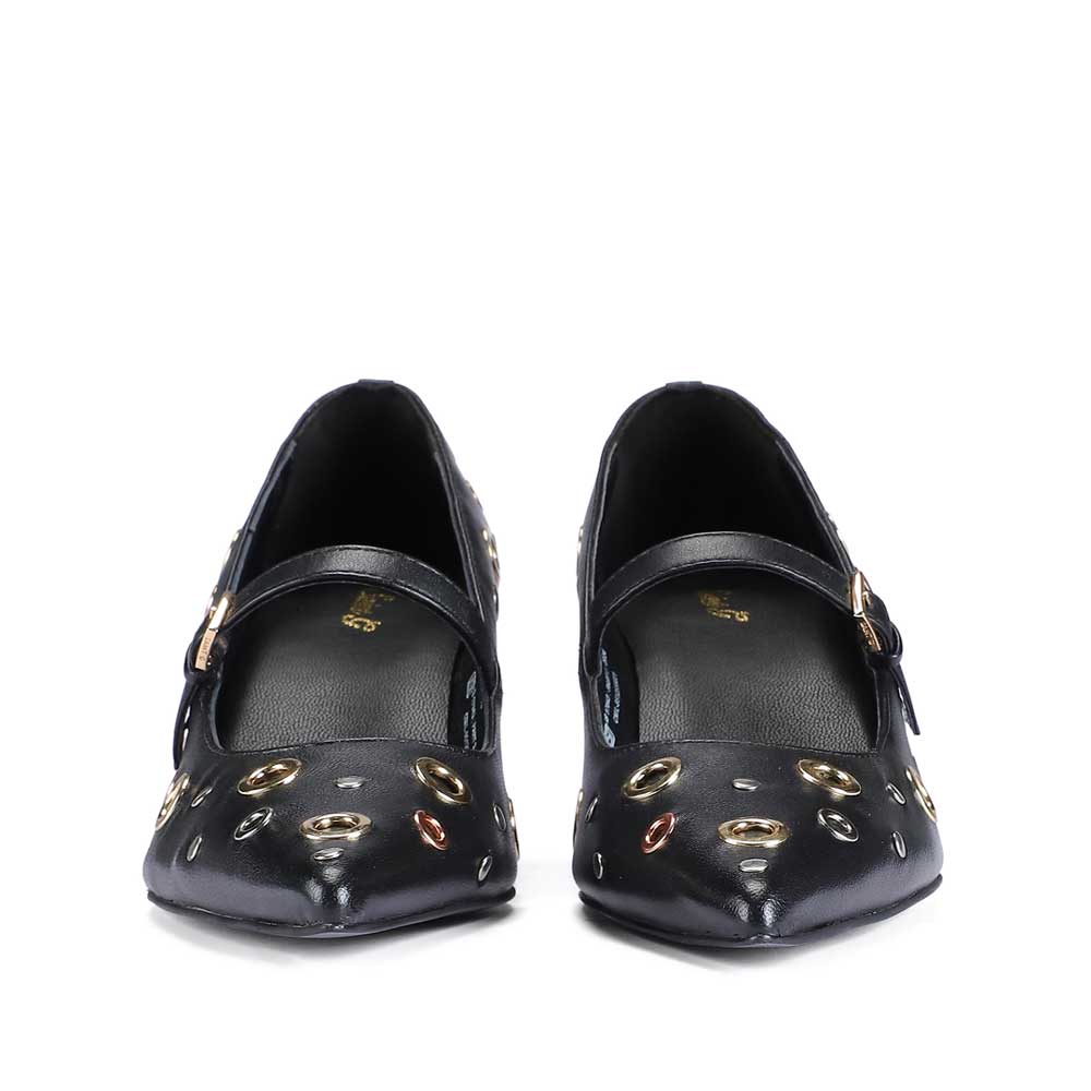 Saint Anouk Multi Eyelets Black Leather Pumps - Image 5