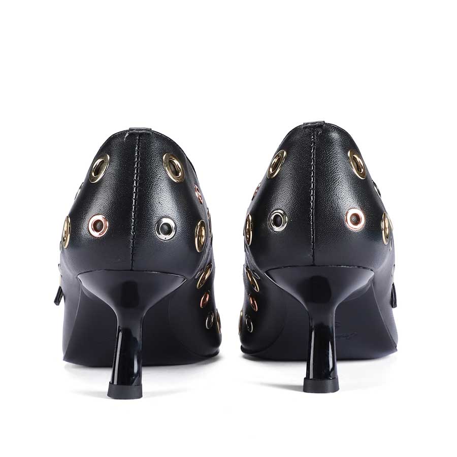 Saint Anouk Multi Eyelets Black Leather Pumps - Image 6