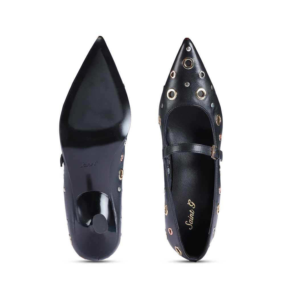 Saint Anouk Multi Eyelets Black Leather Pumps - Image 7