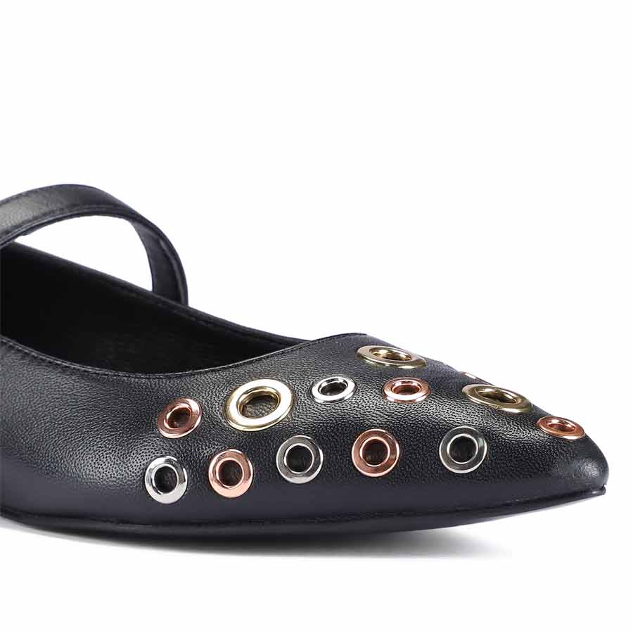 Saint Anouk Multi Eyelets Black Leather Ballerinas - Image 8
