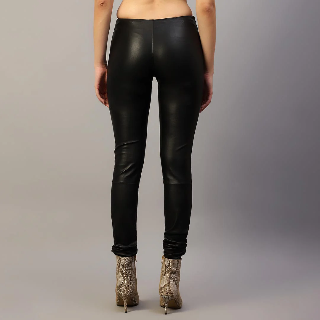 Saint Antea Black Stretch Leather Pants - Image 3