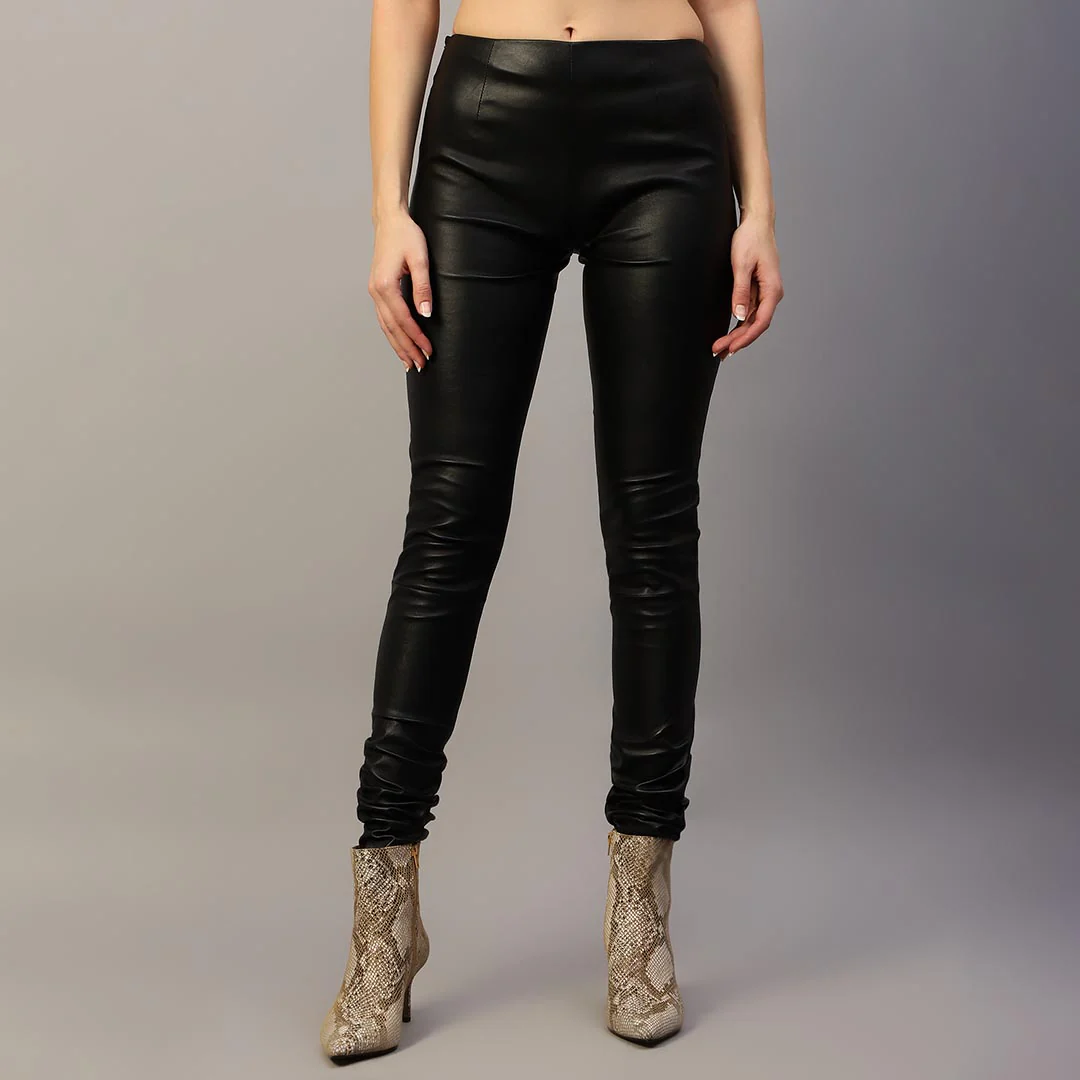 Saint Antea Black Stretch Leather Pants - Image 4