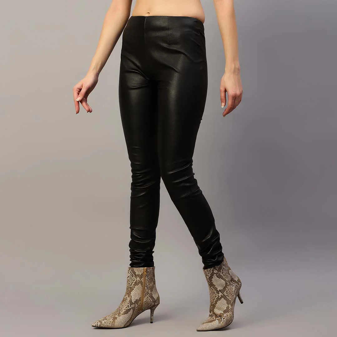 Saint Antea Black Stretch Leather Pants - Image 5