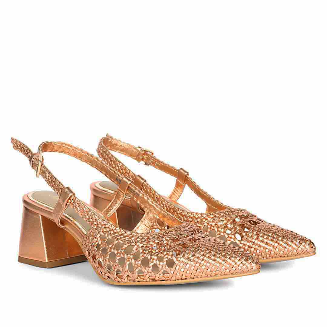 Saint Anya Cipria Hand Woven Leather Block Heels - Image 3