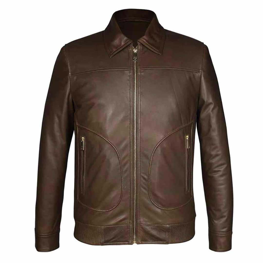 Saint Arduin Choco Brown Washed Leather Men's Bomber Jackets - Image 2