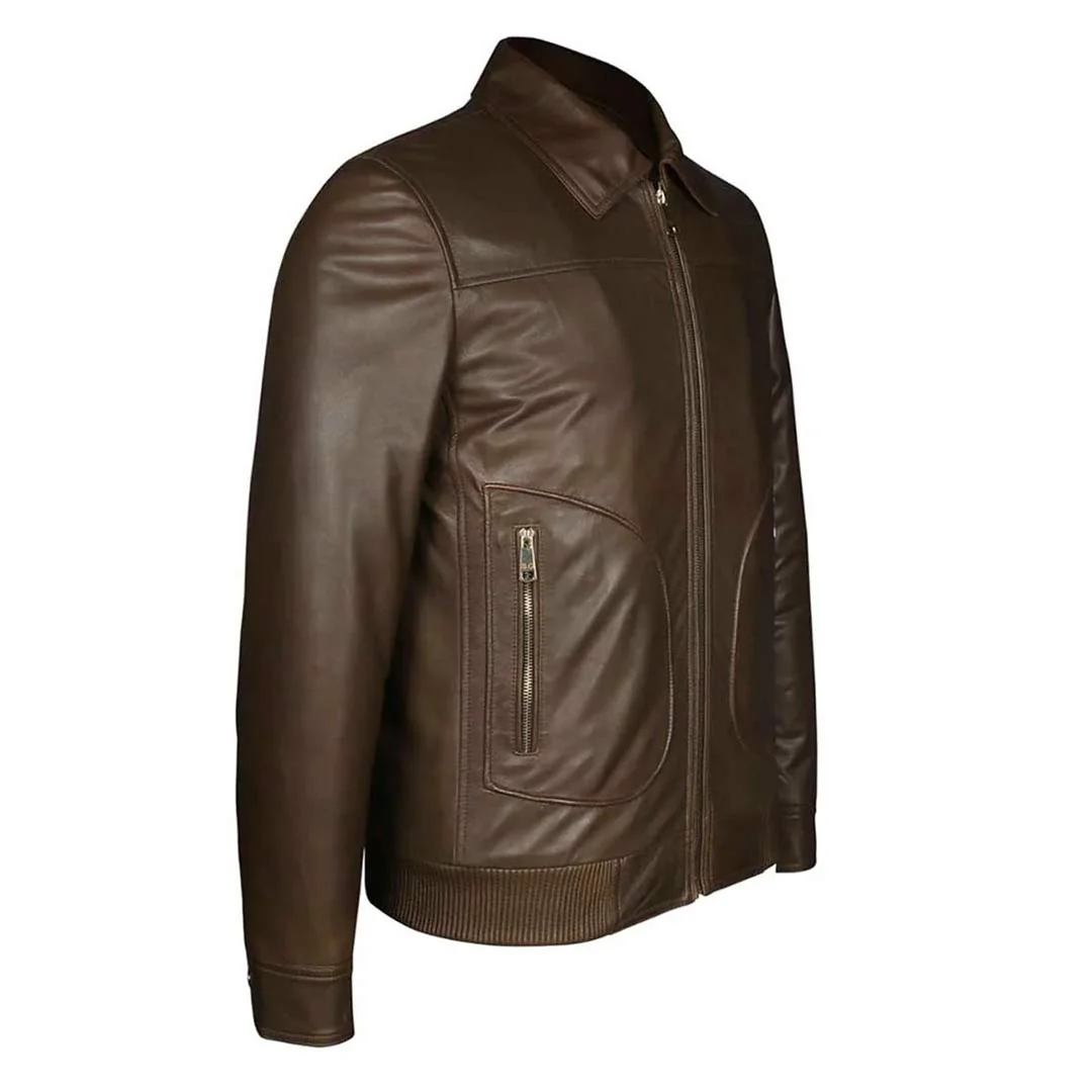 Saint Arduin Choco Brown Washed Leather Men's Bomber Jackets - Image 3
