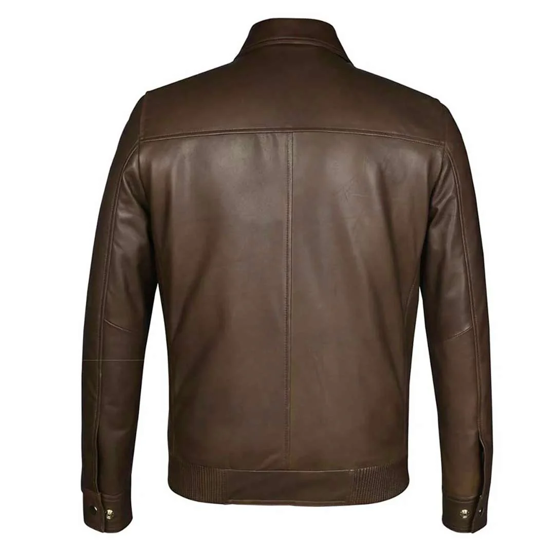 Saint Arduin Choco Brown Washed Leather Men's Bomber Jackets - Image 5