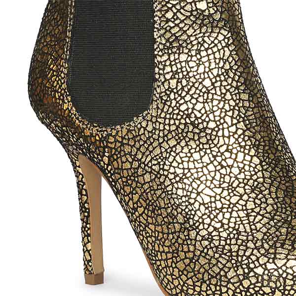 Saint Arely Gold Metallic Leather Stiletto Ankle Boots - Image 8