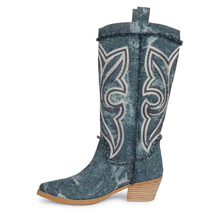Saint Aria Denim Embroidered Cowboy Boots - Image 5