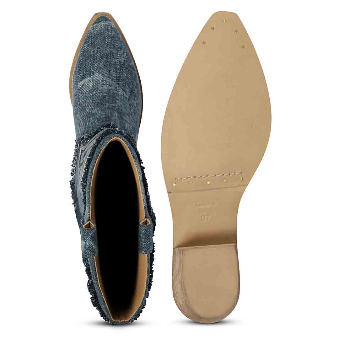 Saint Aria Denim Embroidered Cowboy Boots - Image 7