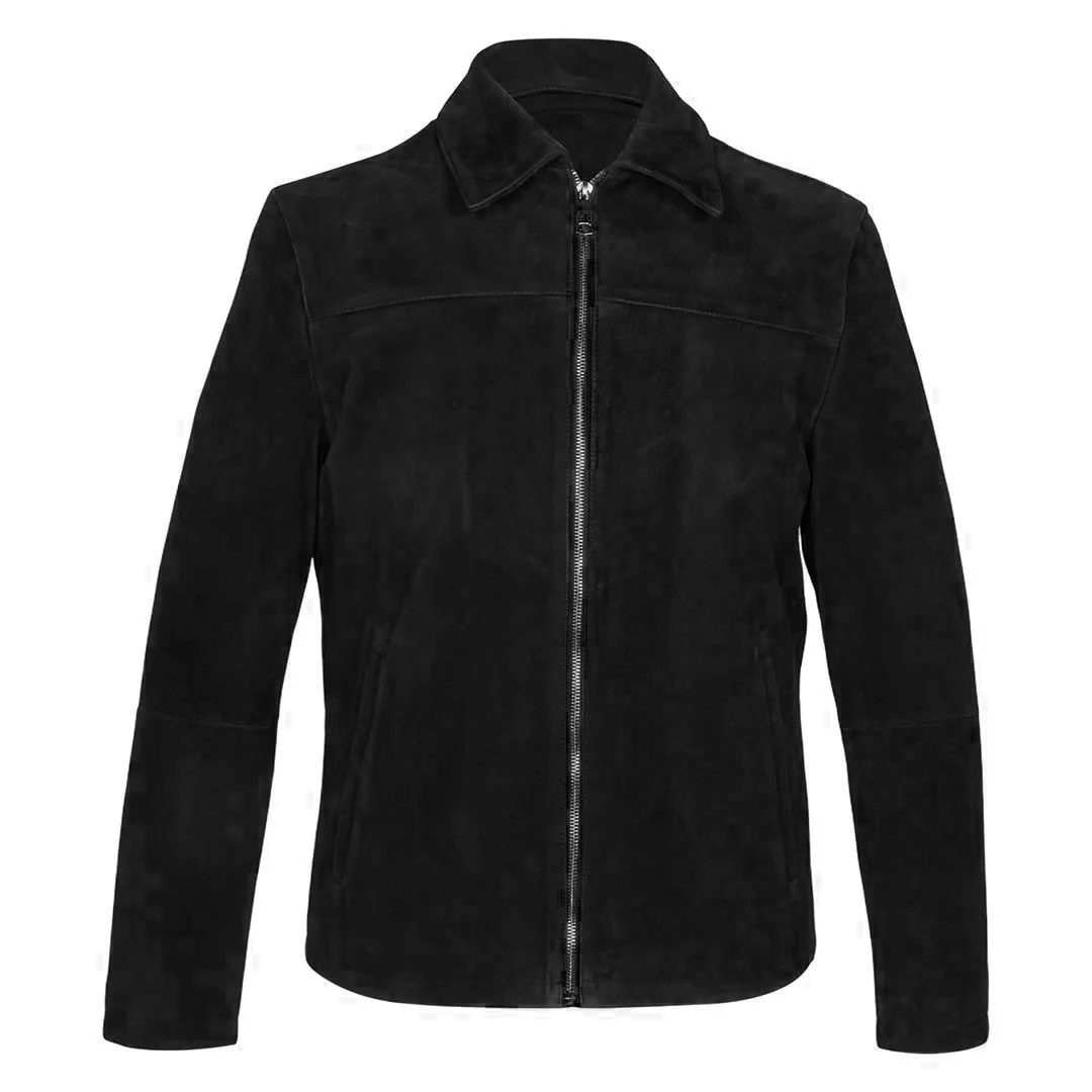 Saint Aris Black Suede Leather Men's Jacket With Collars - Image 2