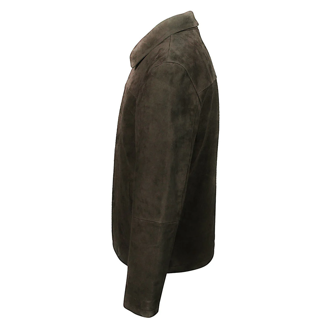 Saint Aris Chocolate Suede Leather Men's Jacket With Collars - Image 4
